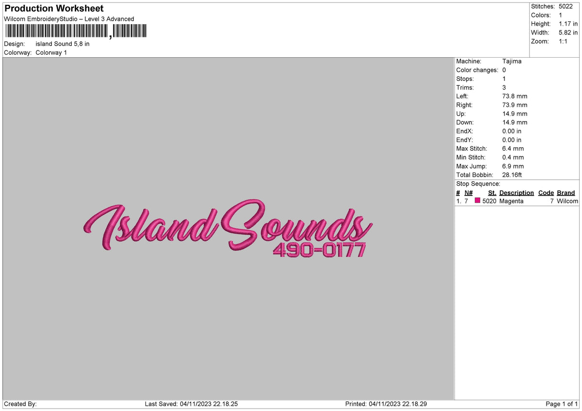 Island S Embroidery File 6 sizes