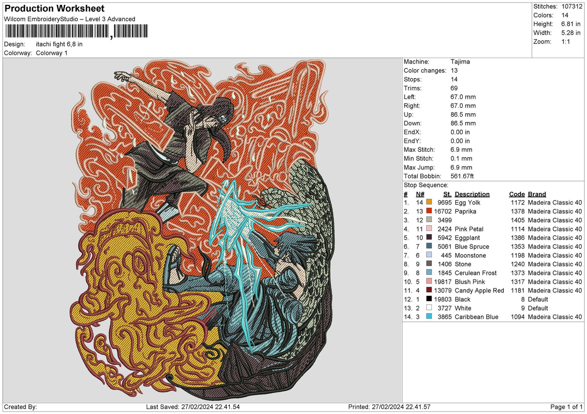 Itachifight Embroidery File 6 sizes
