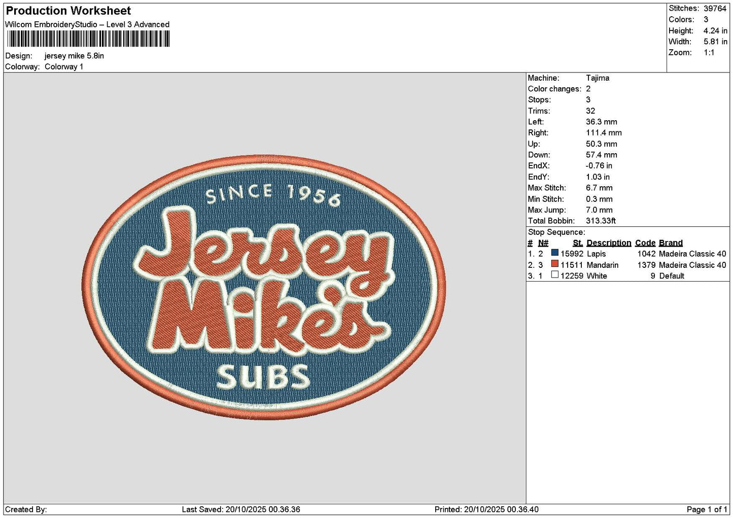 Jerseytext Oval Embroidery File 6 sizes