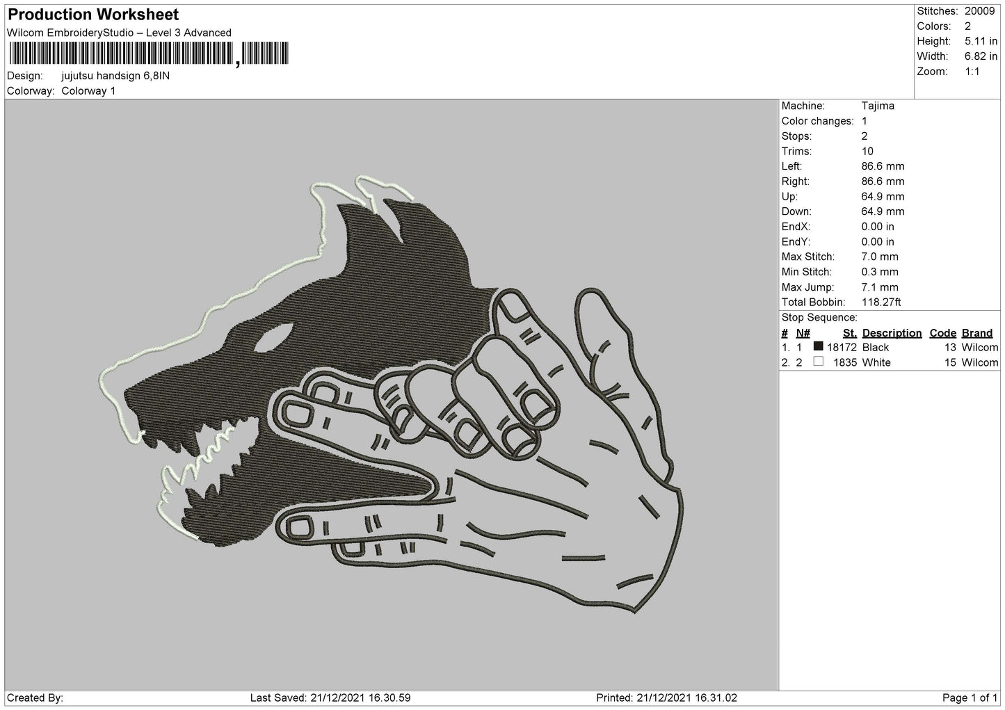Jujutsu Handsign Embroidery