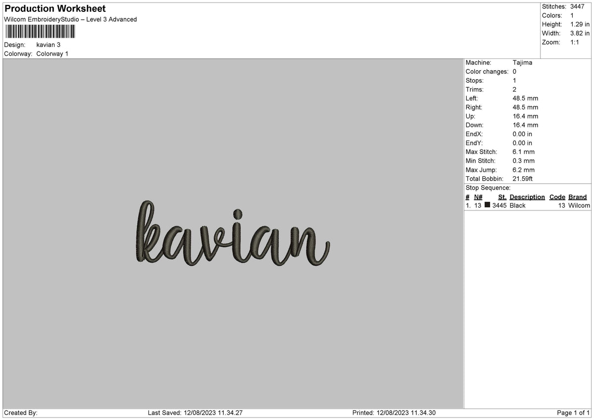 Kavian Embroidery File 6 sizes