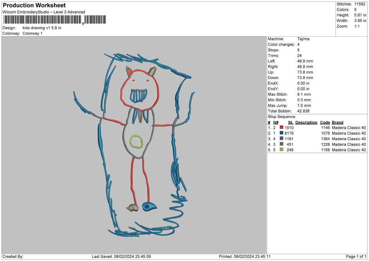Drawing 01 Embroidery File 6 sizes