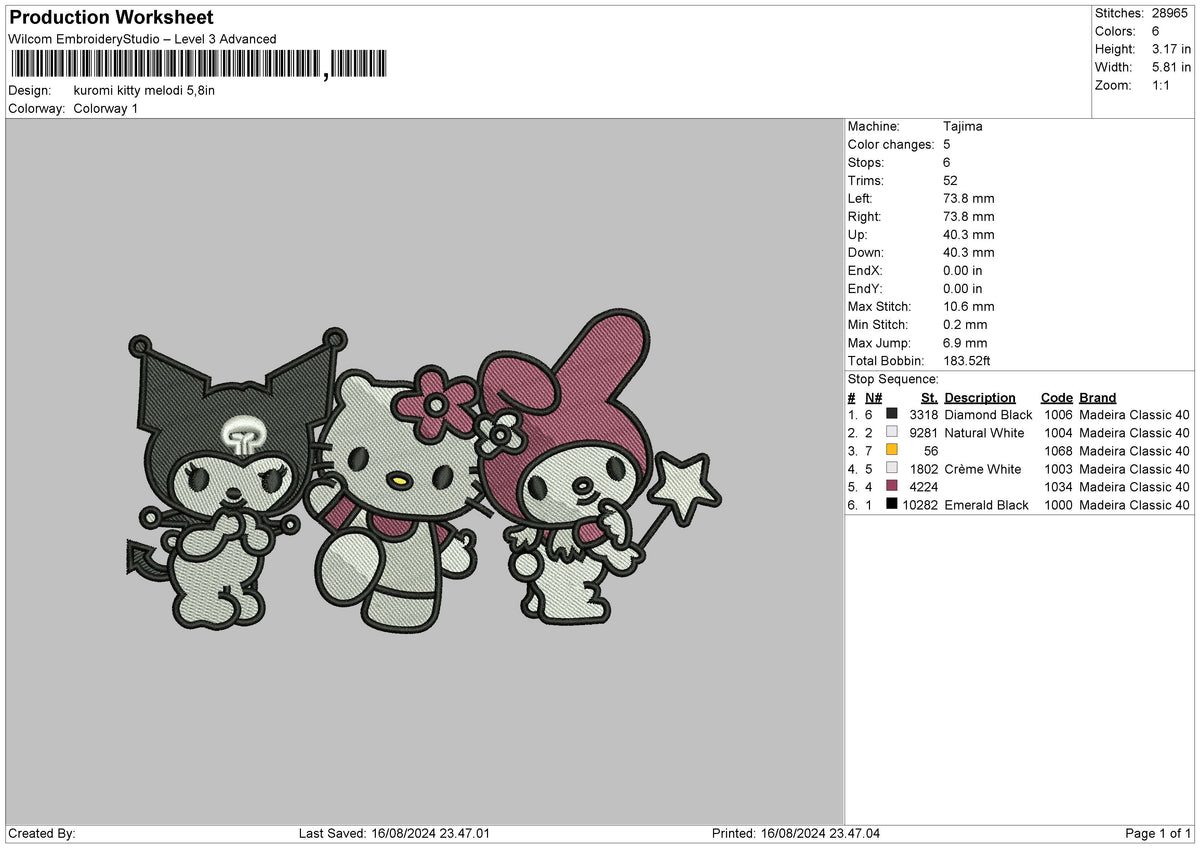 Kuro Friends 02 Embroidery File 6 sizes