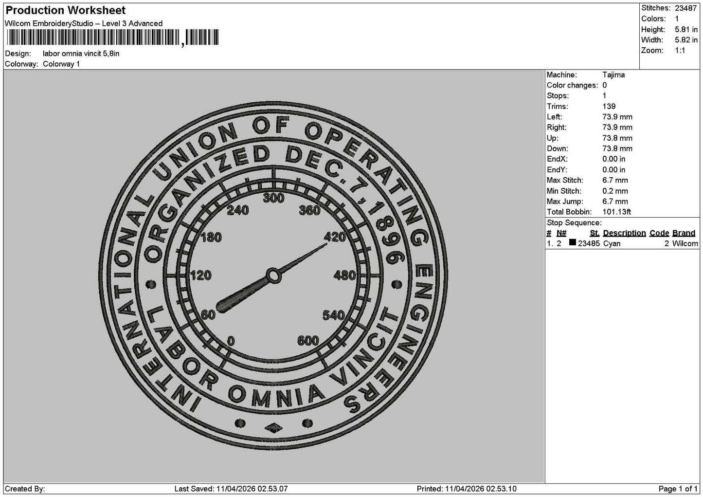 Labortext Embroidery File 6 sizes