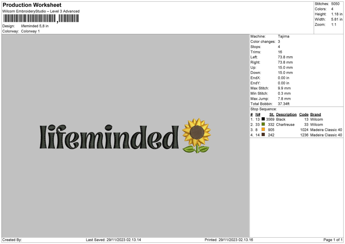 Life Text 2811 Embroidery File 6 sizes