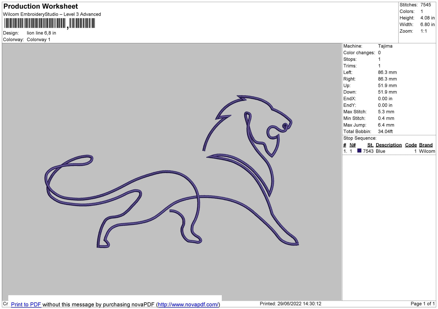 Lion line Embroidery