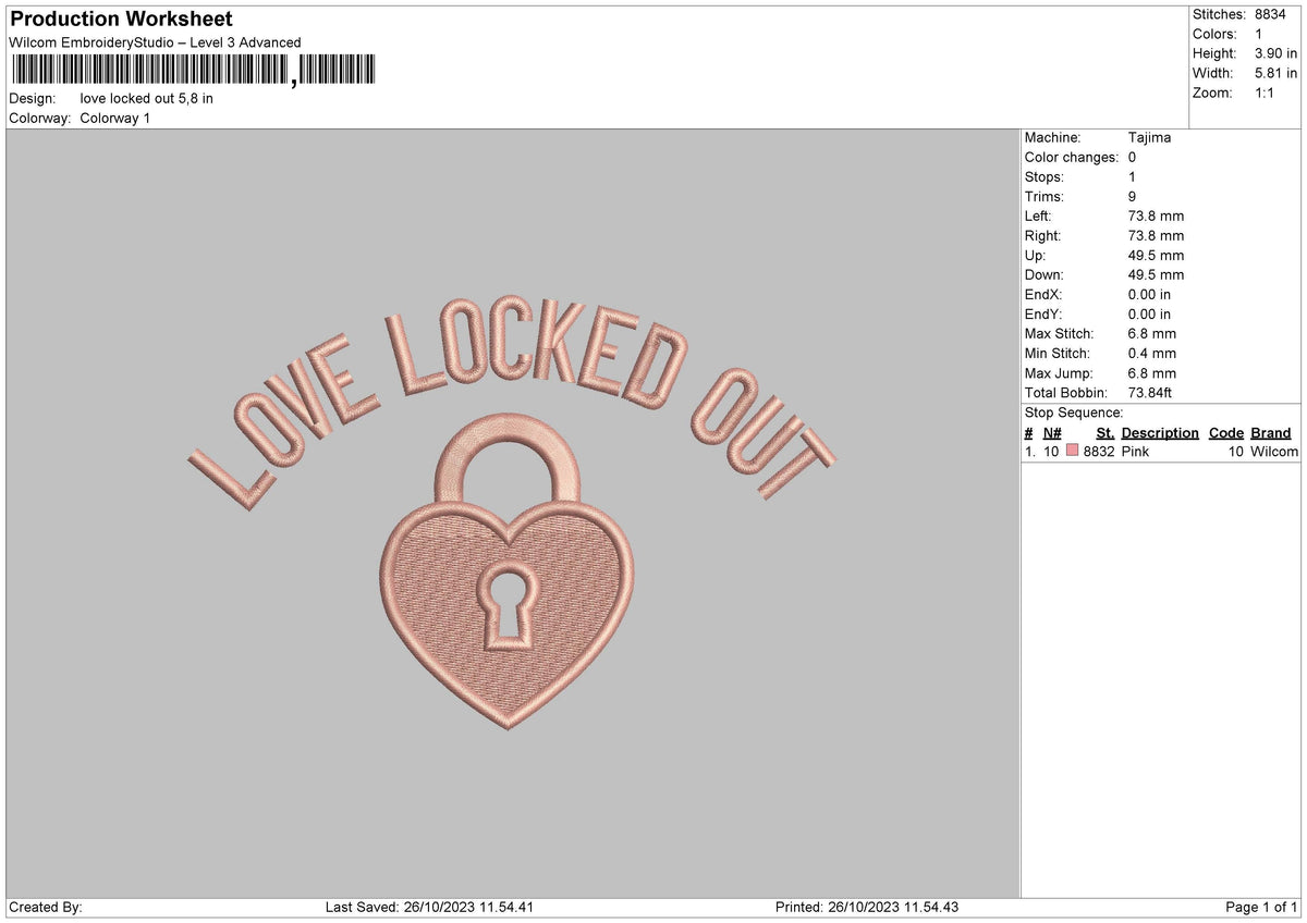Love Lock02 Embroidery File 6 sizes
