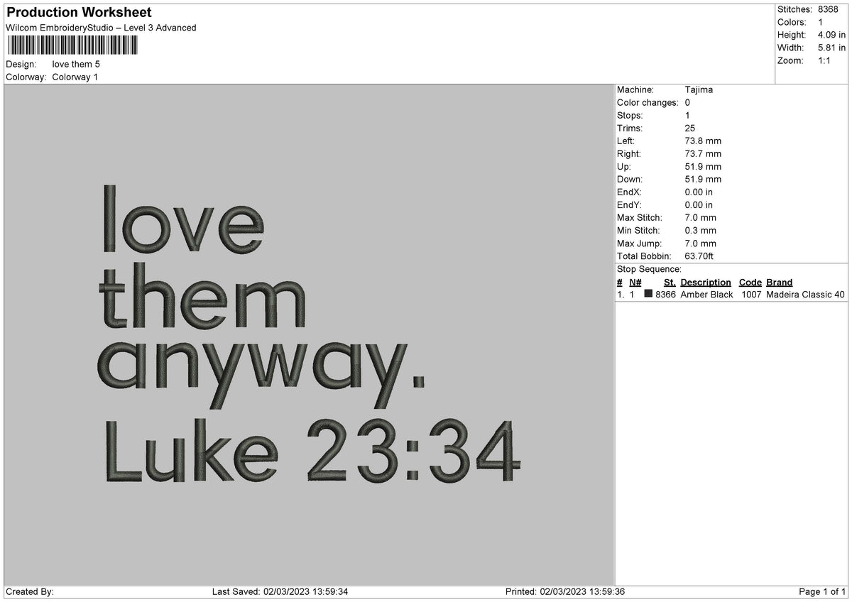 Love Them Embroidery File 6 sizes