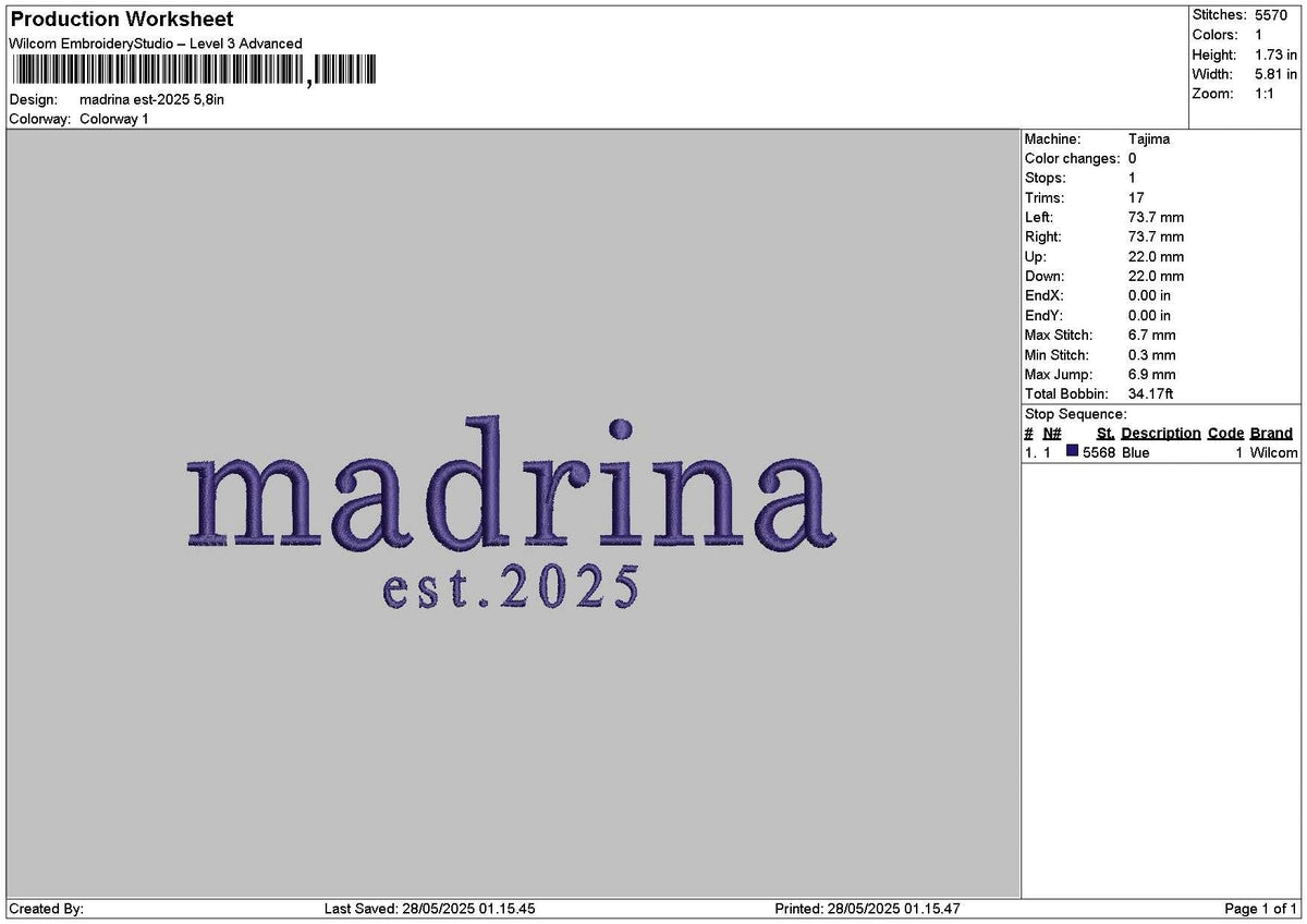 Madrinatext 01 Embroidery File 6 sizes