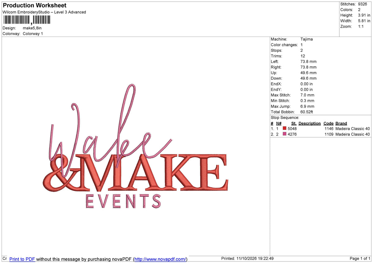 Make Embroidery File 6 Size