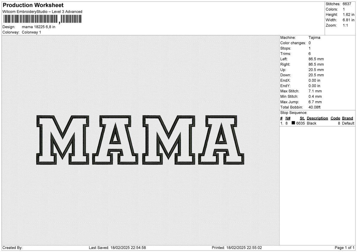 Mama 18225 Embroidery File 6 size