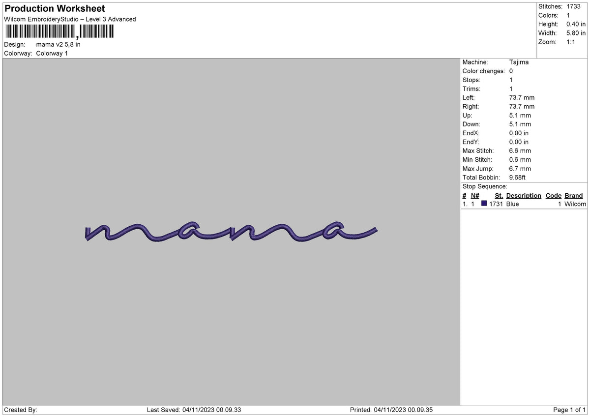 Mama V2 Embroidery File 6 sizes