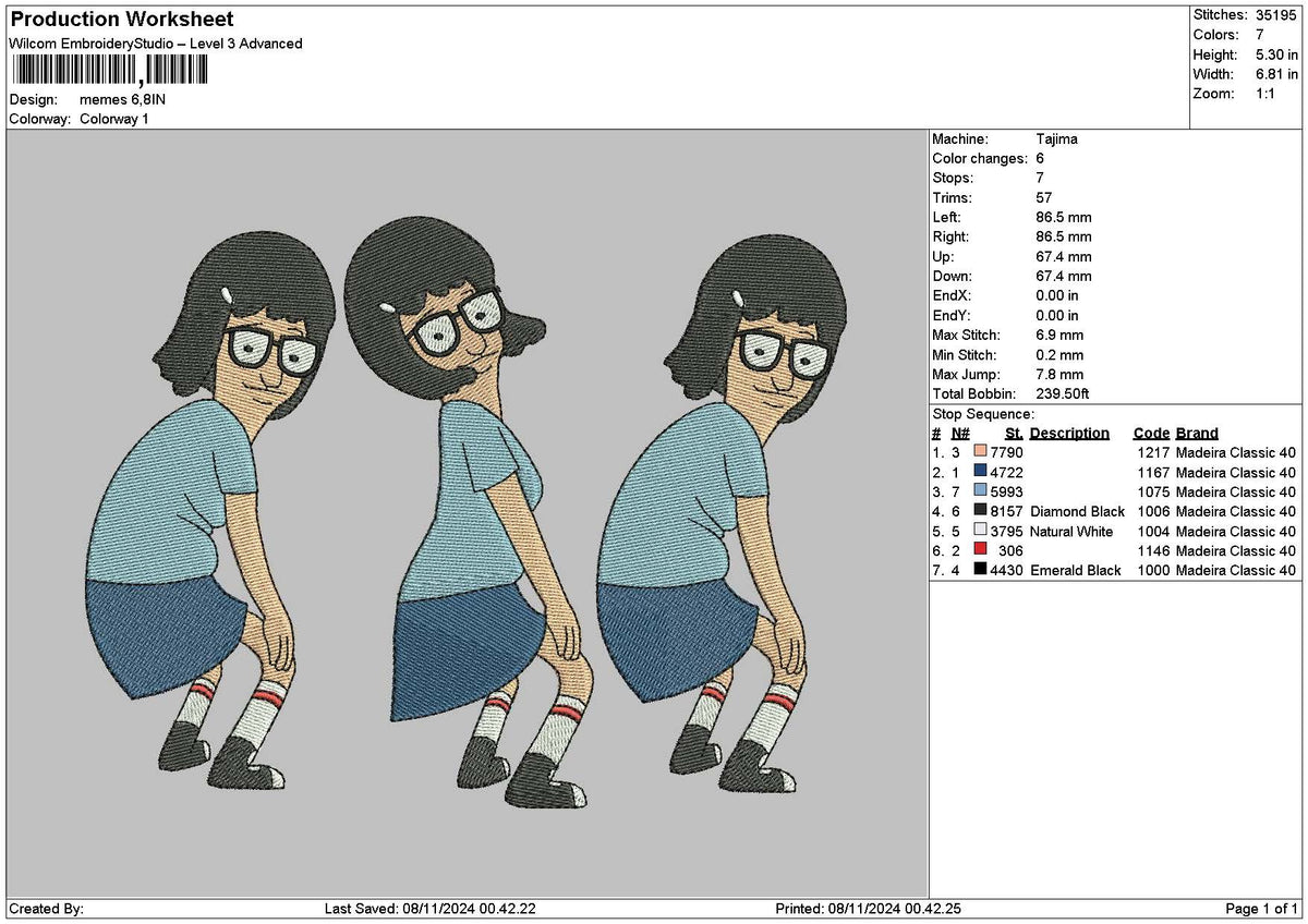 Girl0811 Embroidery File 6 sizes