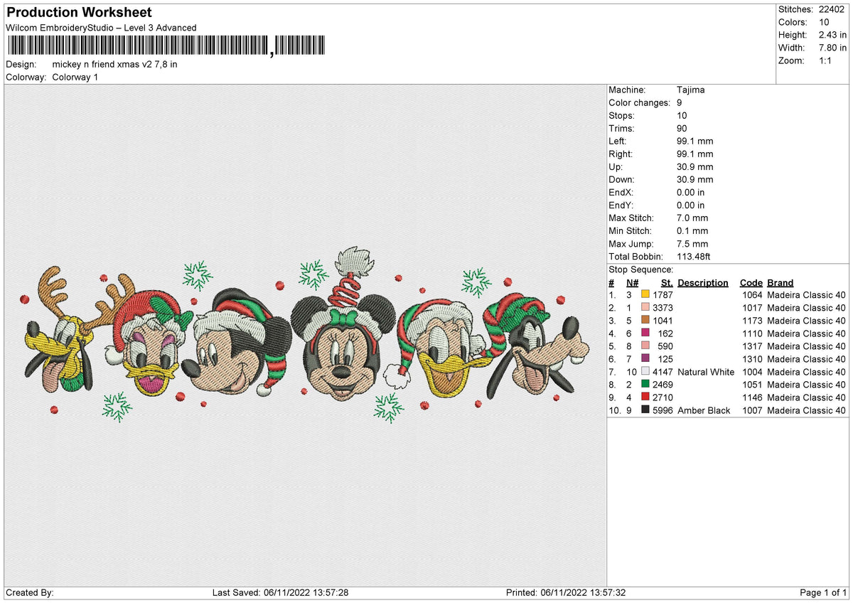 Mickey n Friend Xmas Embroidery