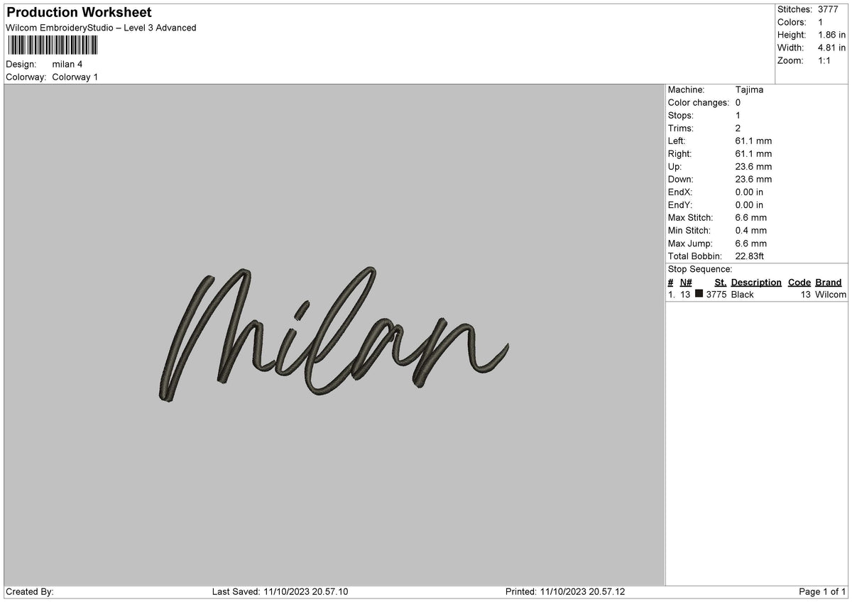 Milan Embroidery File 6 sizes