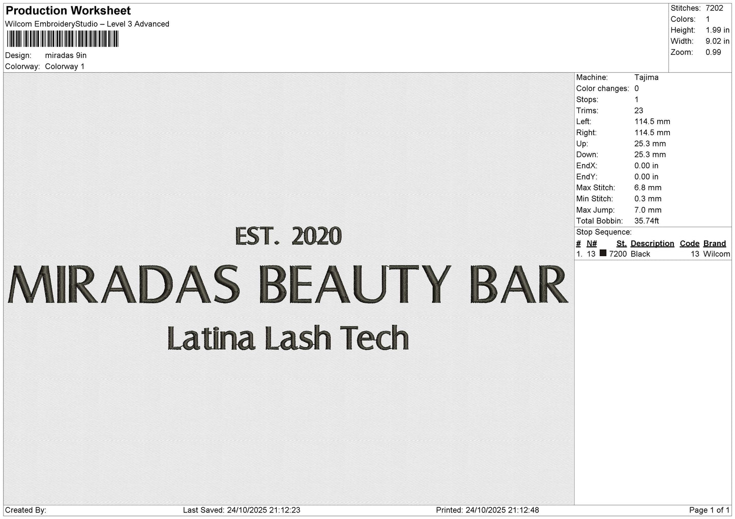 miradas Embroidery File 6 size