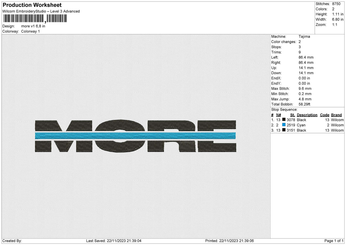 More v1 Embroidery File 6 size