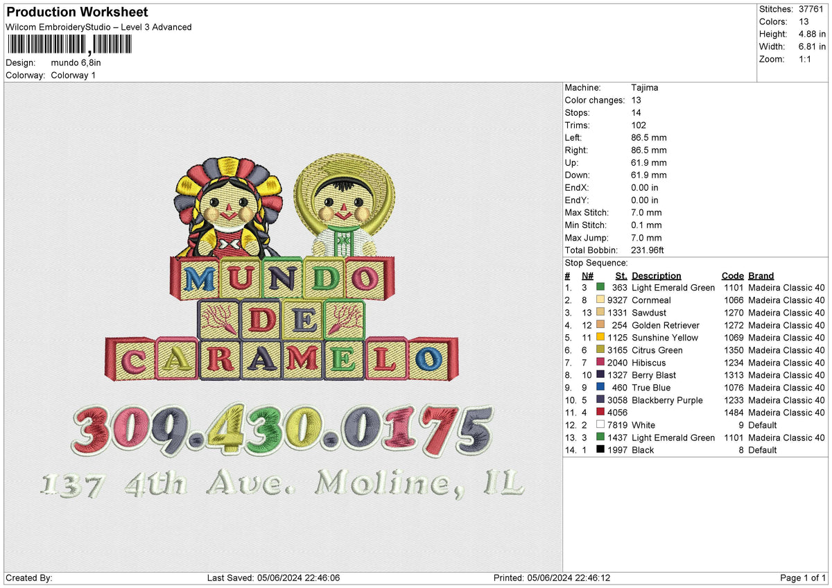 Mundo Embroidery File 6 size
