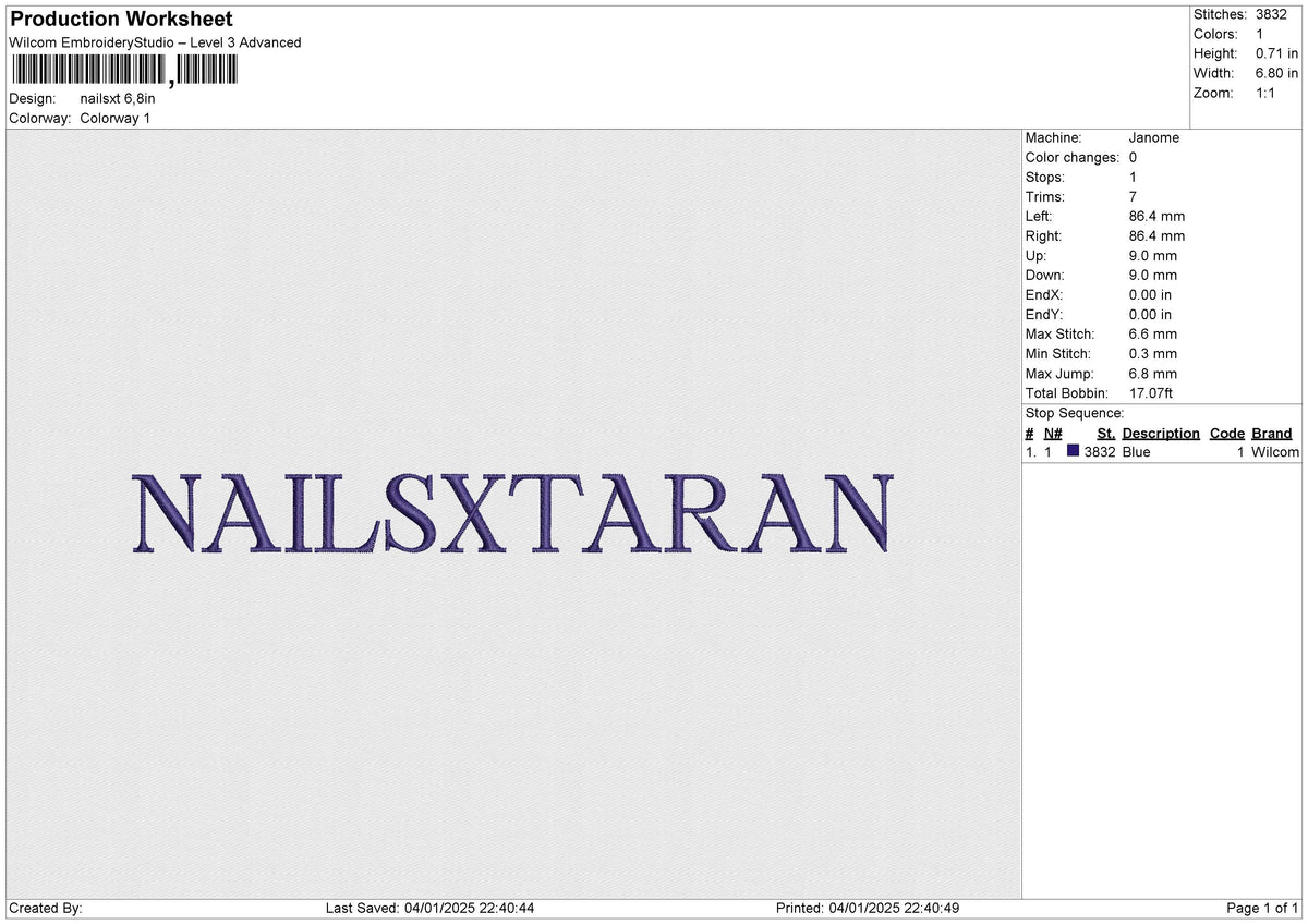 Nailsxt Embroidery File 6 size