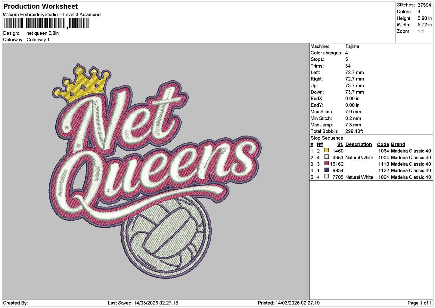 Queenstext 1403 Embroidery File 6 sizes