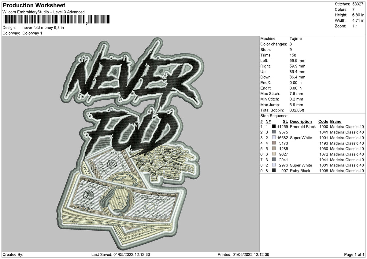Never Fold Money