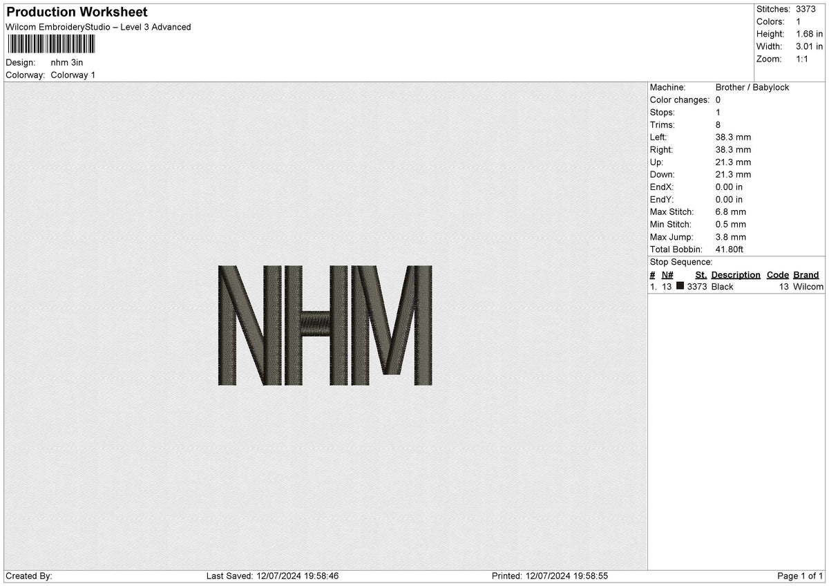 Nhm Embroidery File 6 size