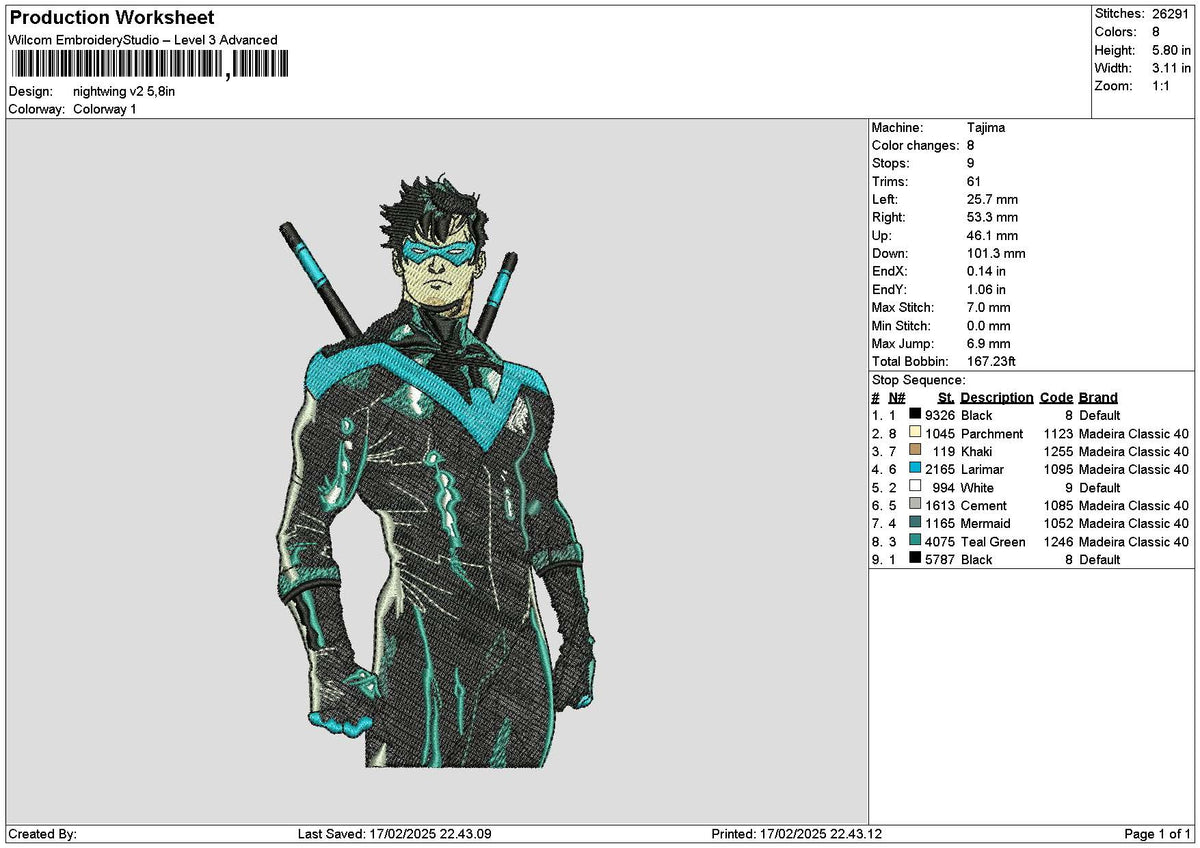 Man Hero 1702 Embroidery File 6 sizes
