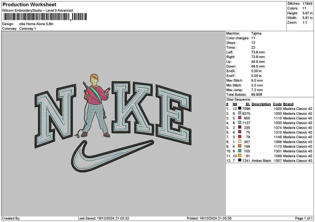 Nike Boy 1612 Embroidery File 6 sizes