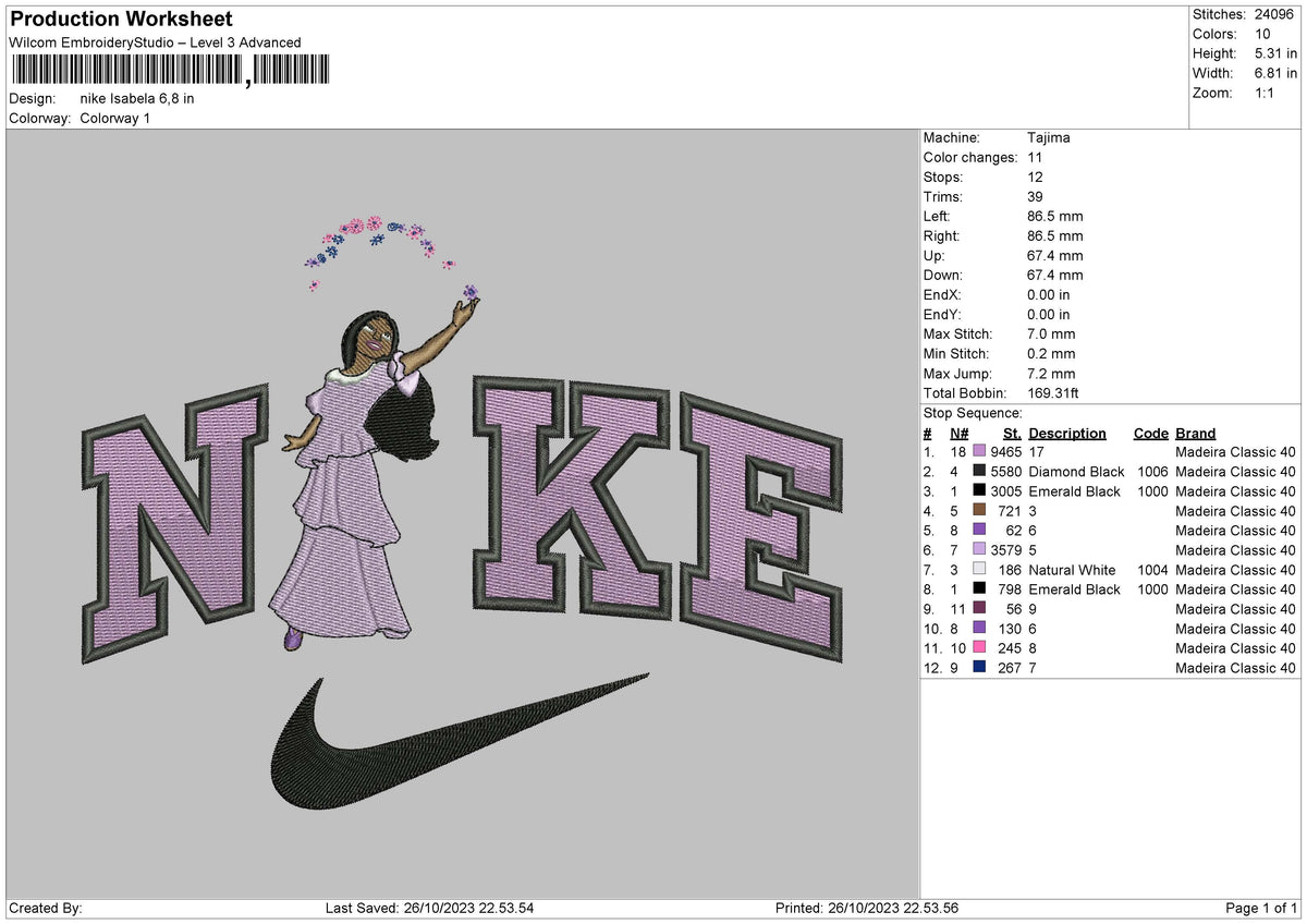 Nike Isabel Embroidery File 6 sizes