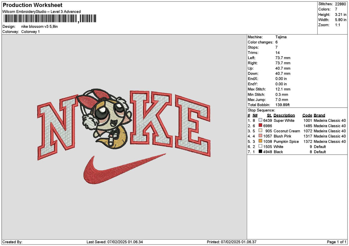Nike Blossom V3 Embroidery File 6 sizes