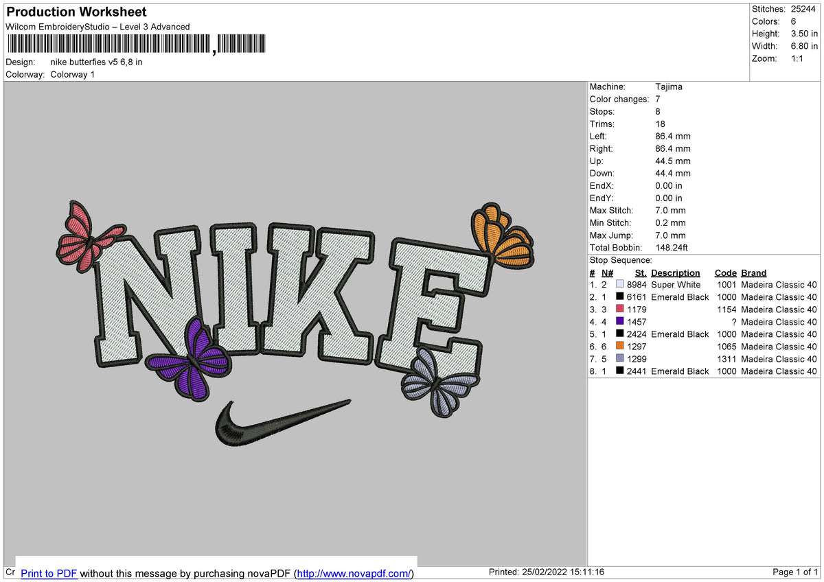 Nike Butterfies v5 Embroidery
