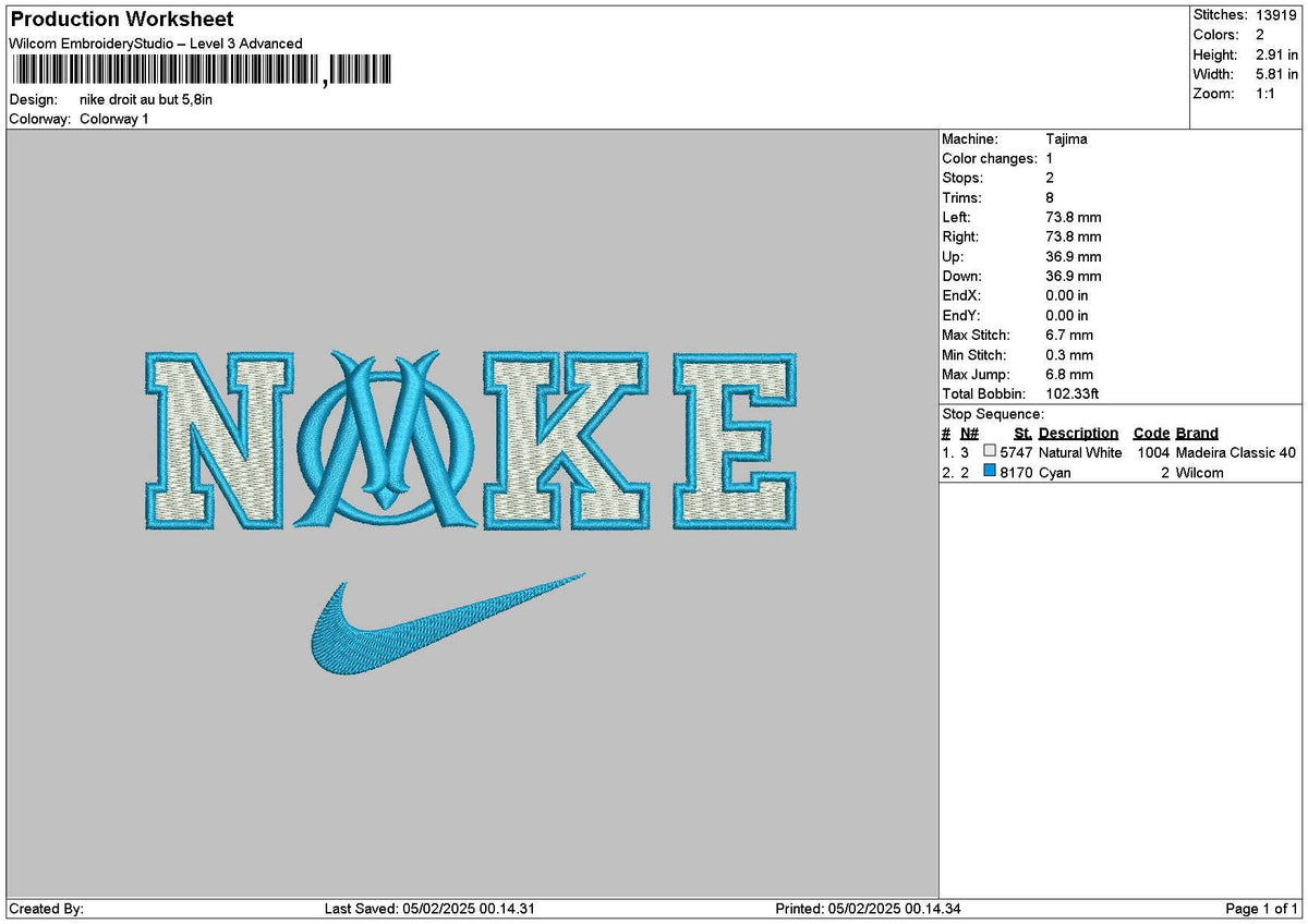 Nike Droit Embroidery File 6 sizes