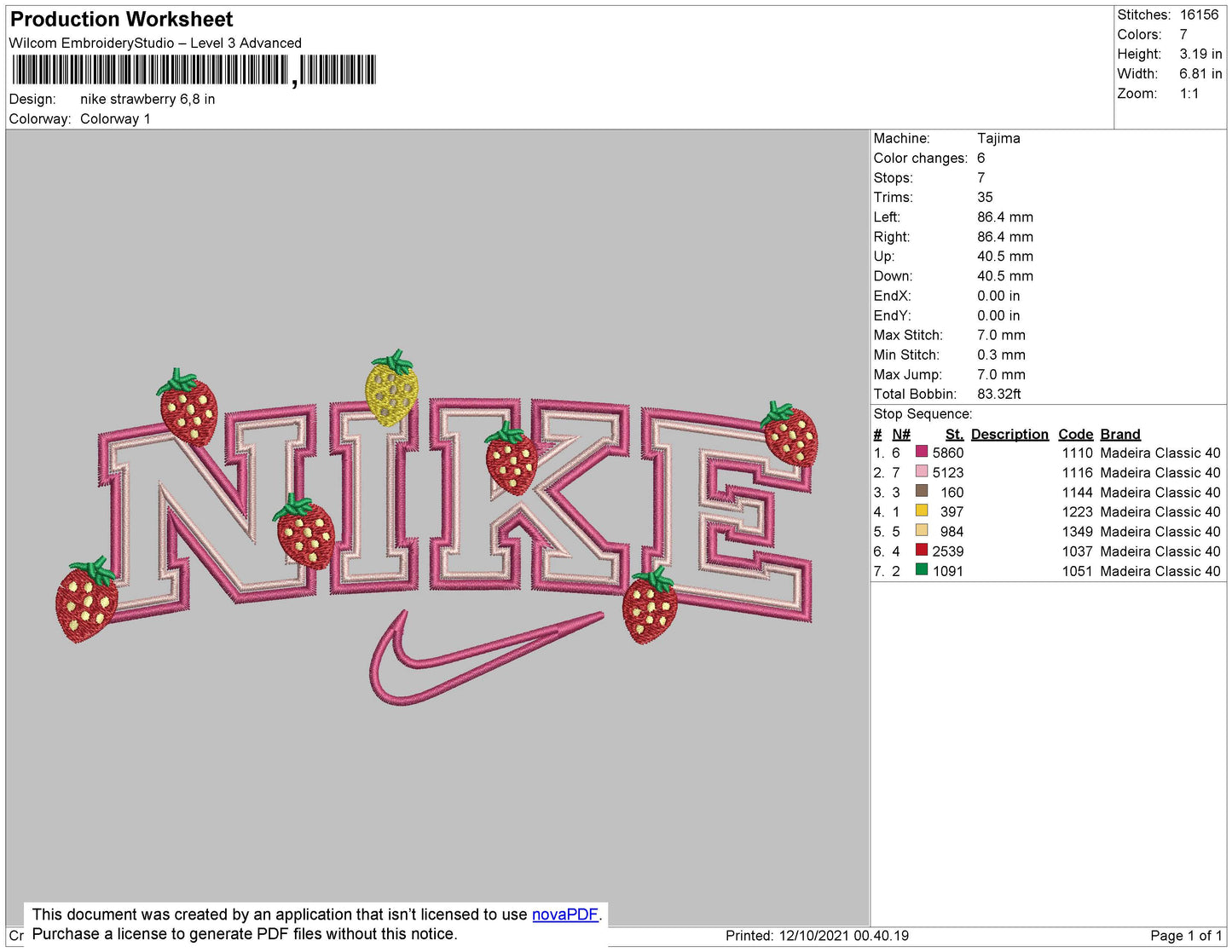 Nike Strawberry Embroidery
