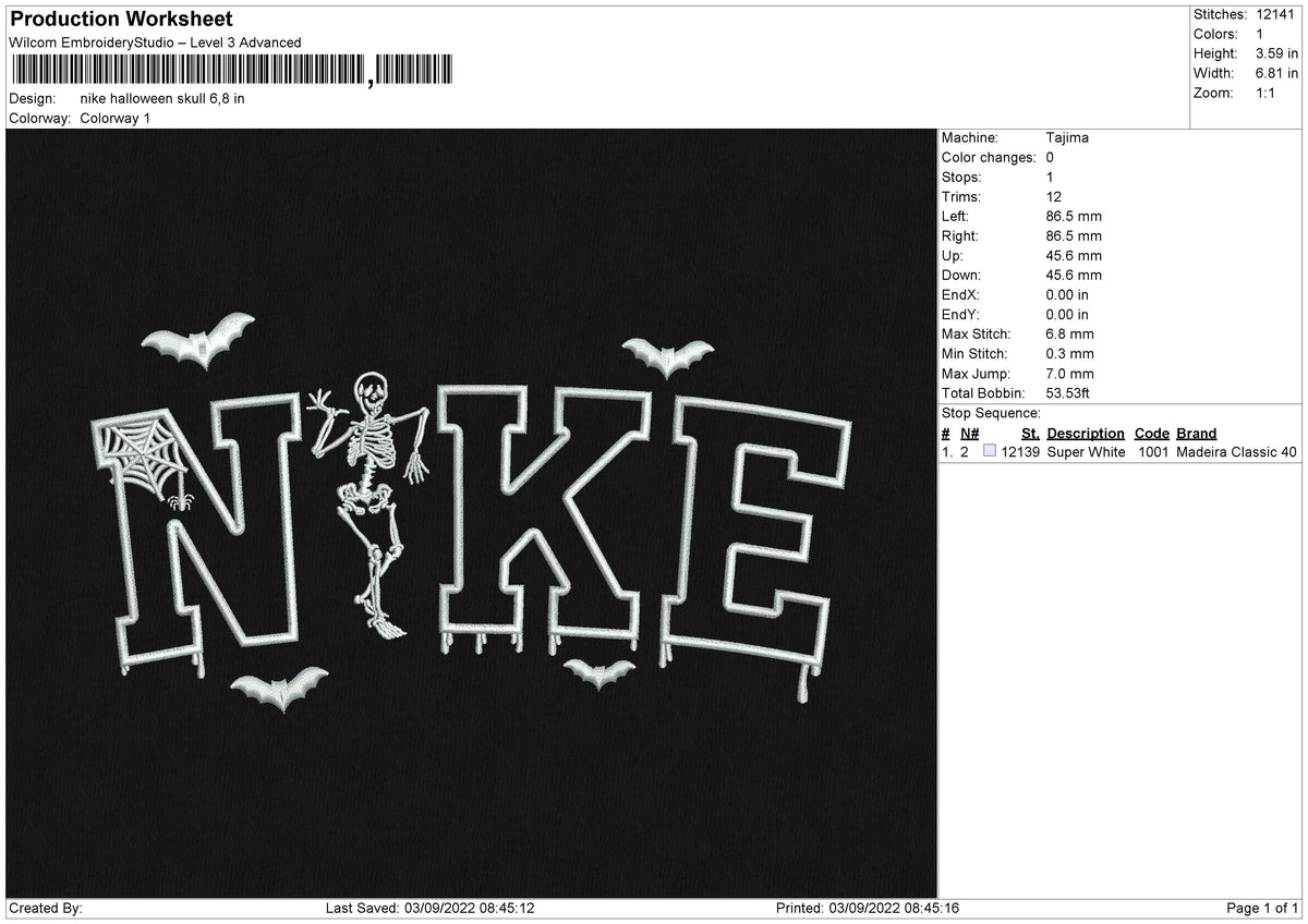 Nike Halloween Skull Embroidery