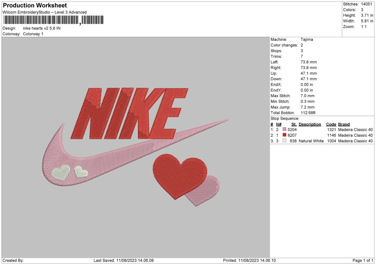 Nike Hearts V2 Embroidery File 6 sizes
