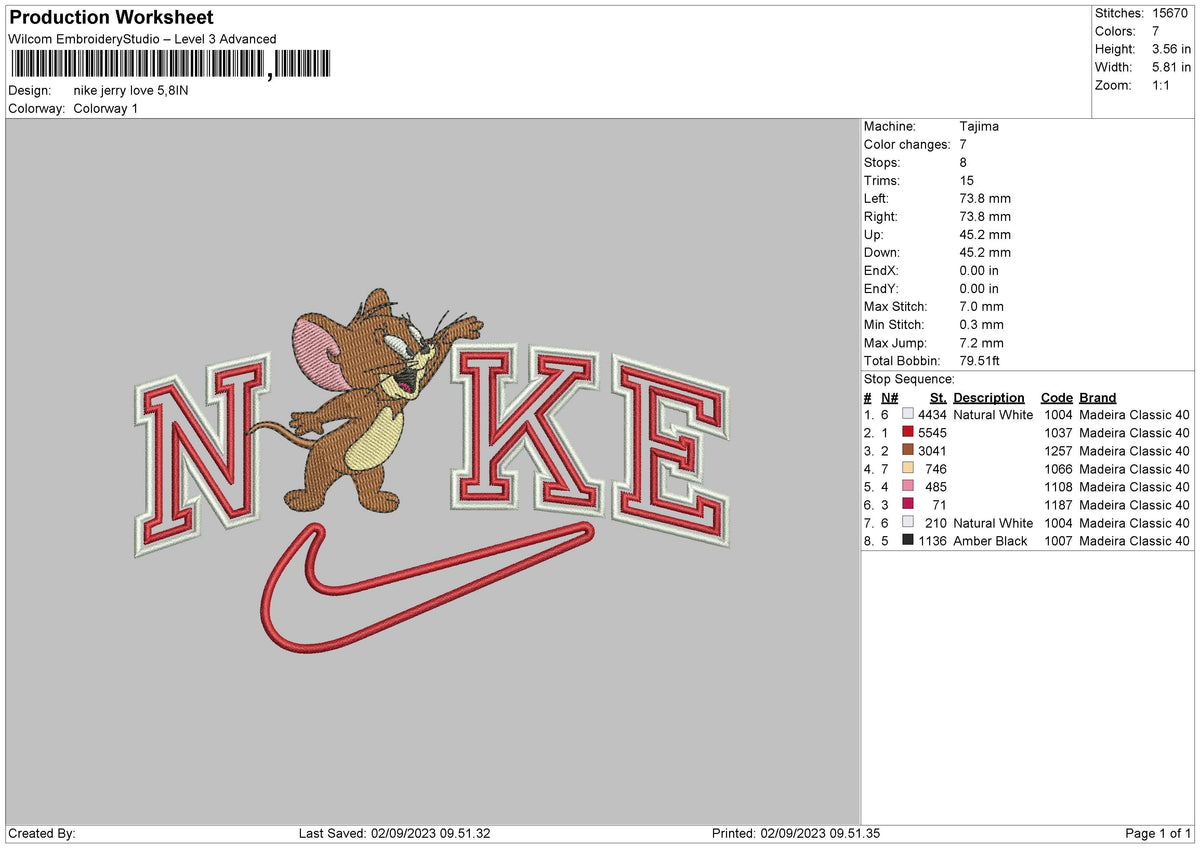 Nike Jerry Love Embroidery File 6 sizes