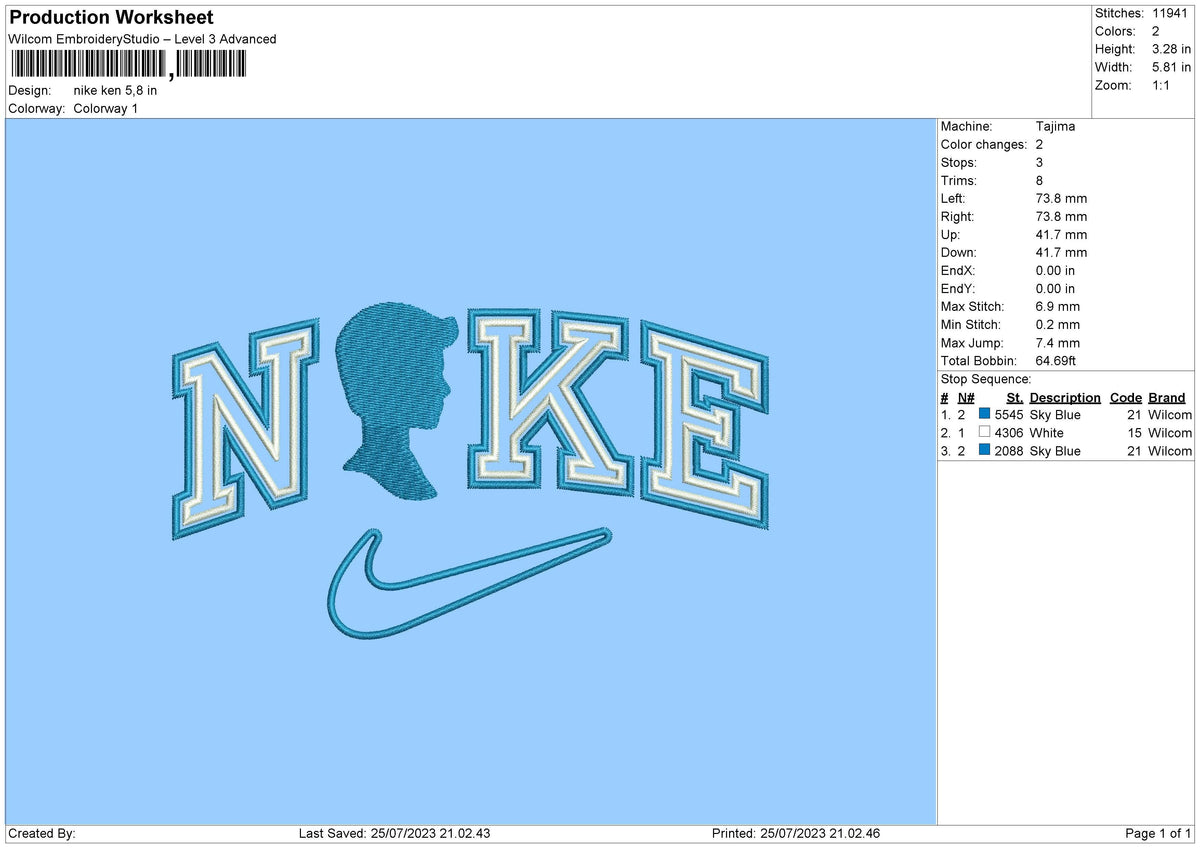 Nike Ken Embroidery File 6 sizes