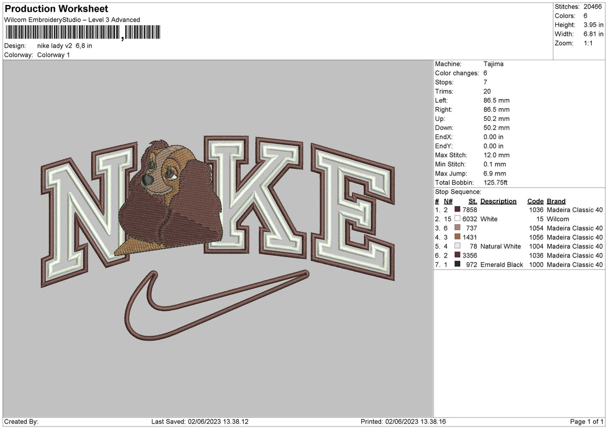 Nike Lady V2 Embroidery File 6 sizes