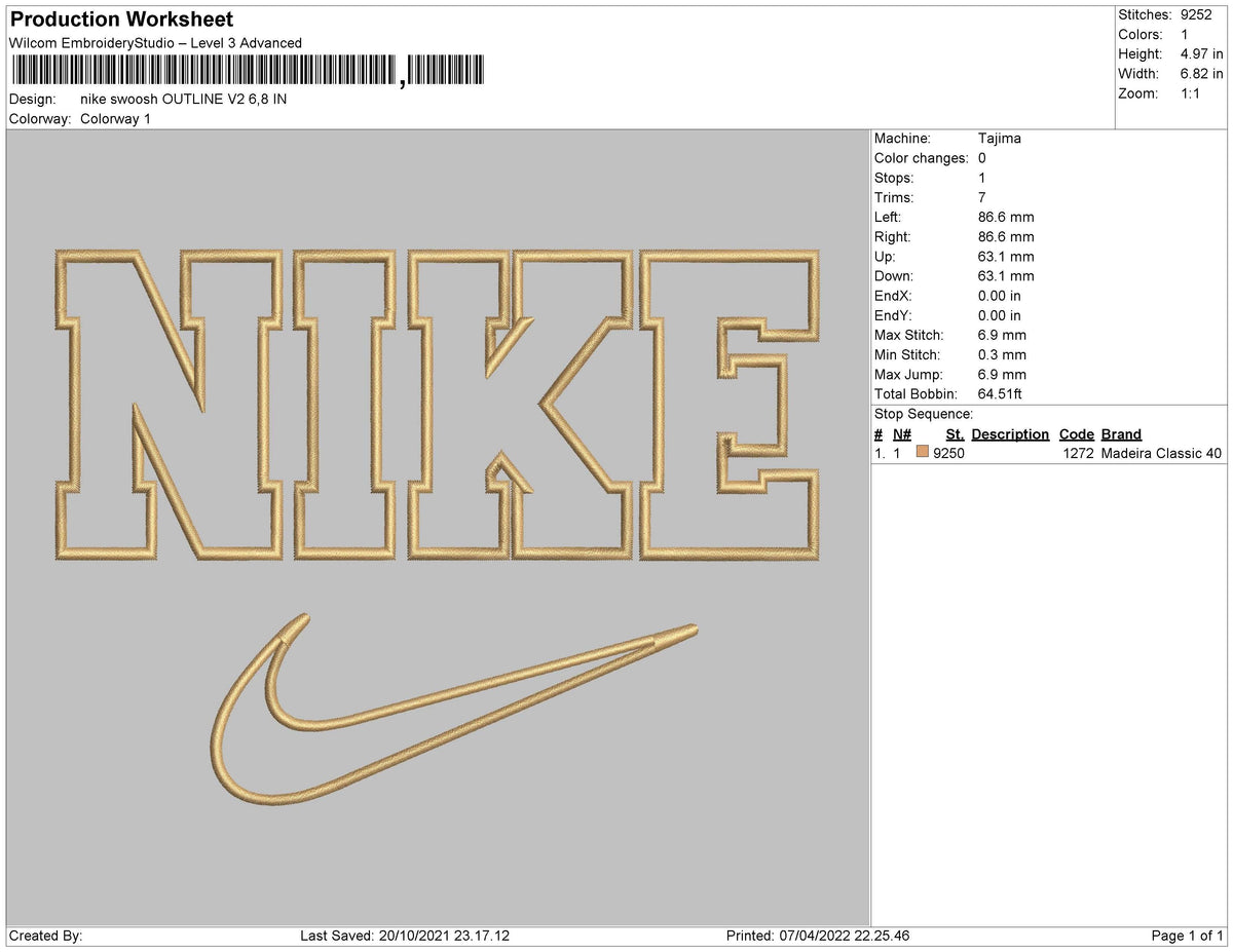 Nike Swoosh Outline v2 Embroidery