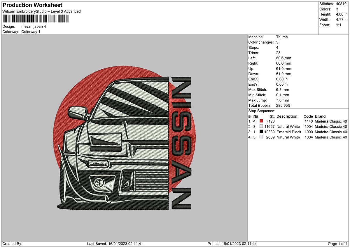 Nissan Japan Embroidery File 6 sizes