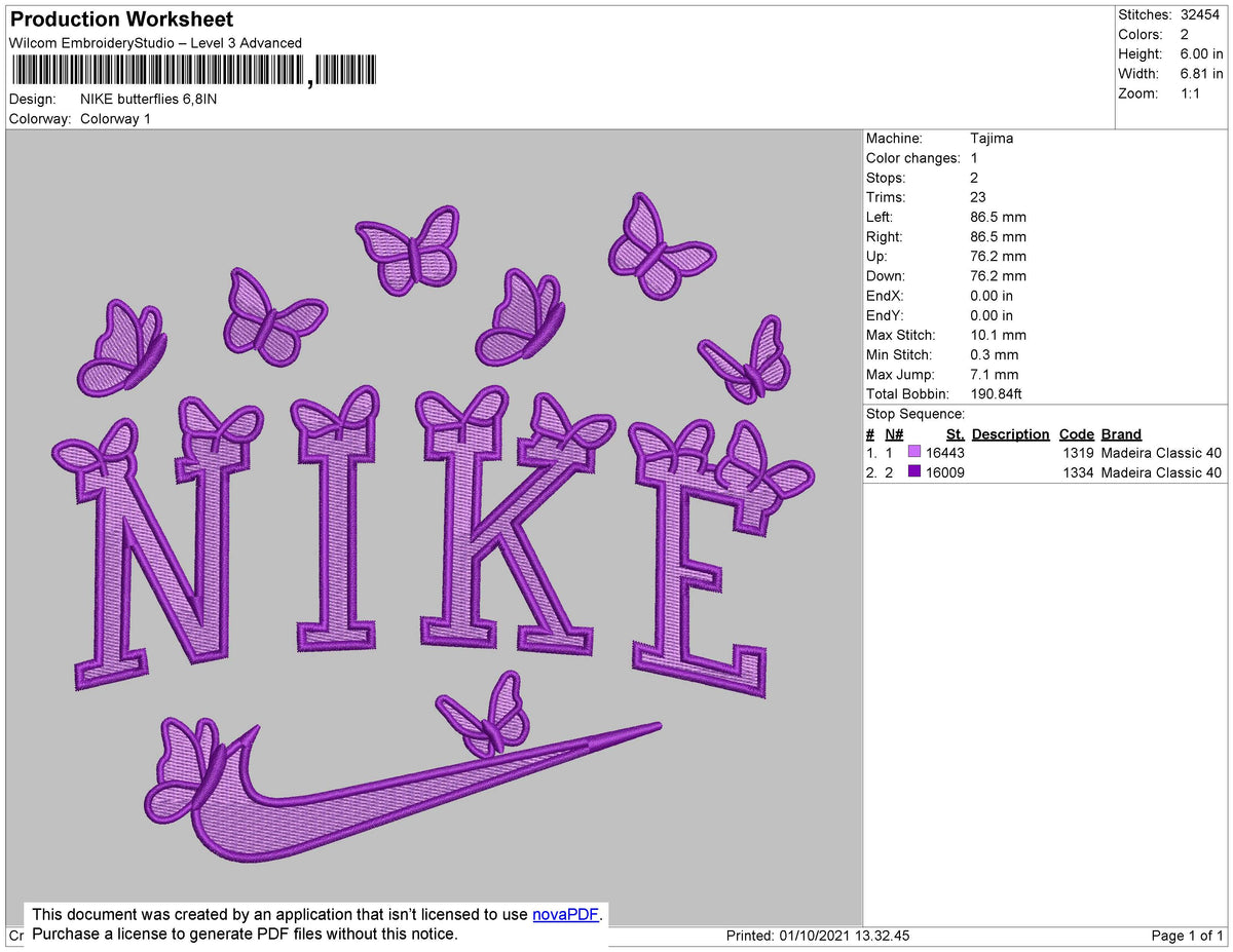 Nike Butterflies v4 Embroidery