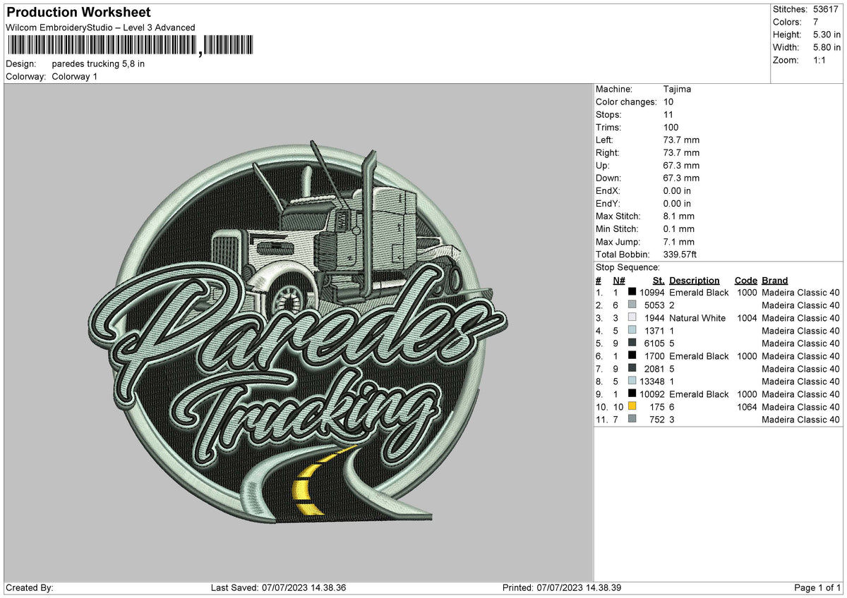 Paredes T Embroidery File 6 sizes
