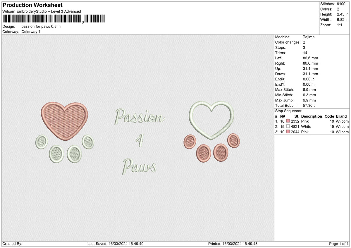 Passion For Paws Embroidery File 6 size