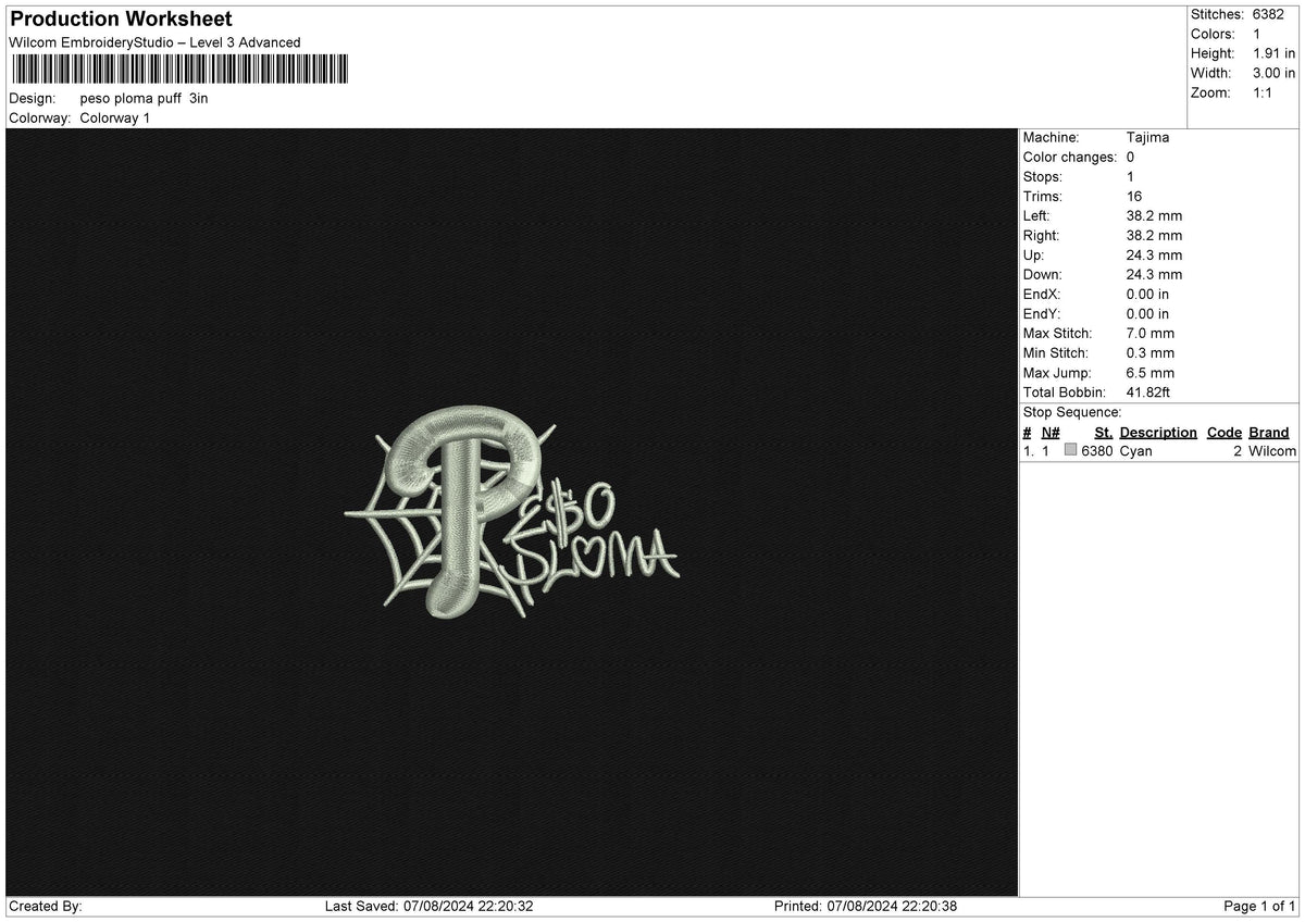 Peso Ploma puff Embroidery File 6 size