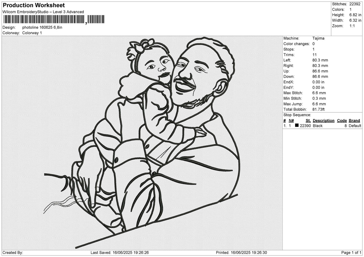 Photoline 160625 Embroidery File 6 size