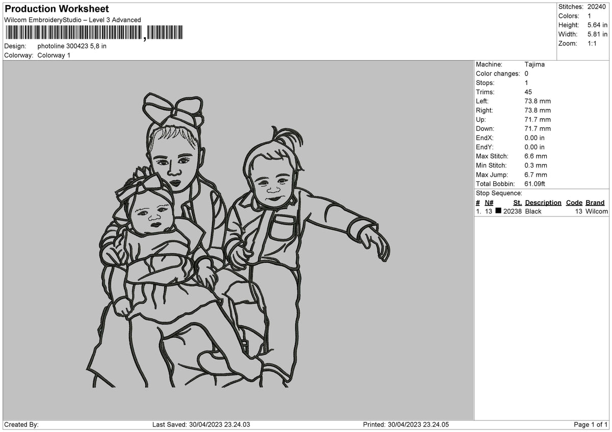 Photoline 3004 Embroidery File 6 sizes