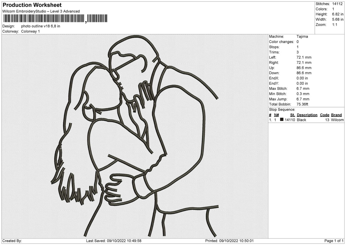 Photo outline v18 Embroidery
