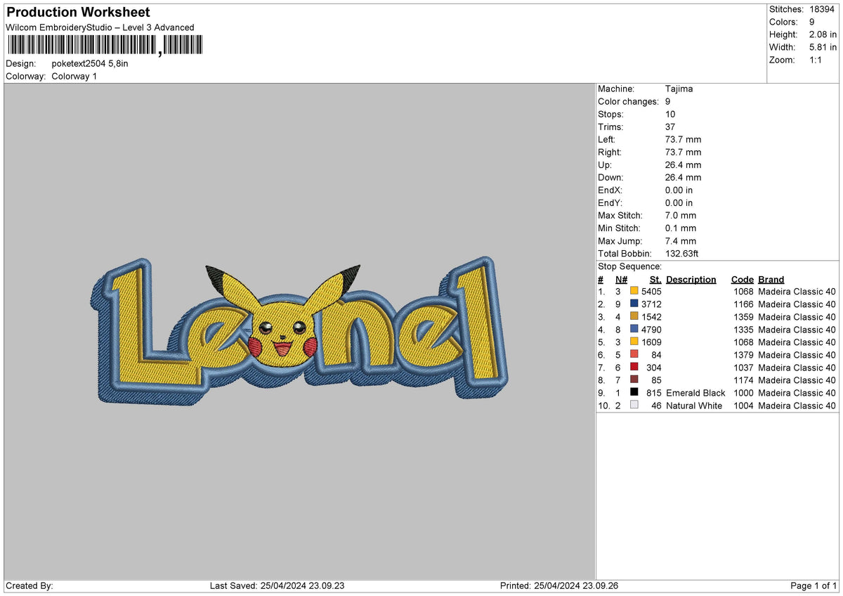 Poketext2504 Embroidery File 6 sizes