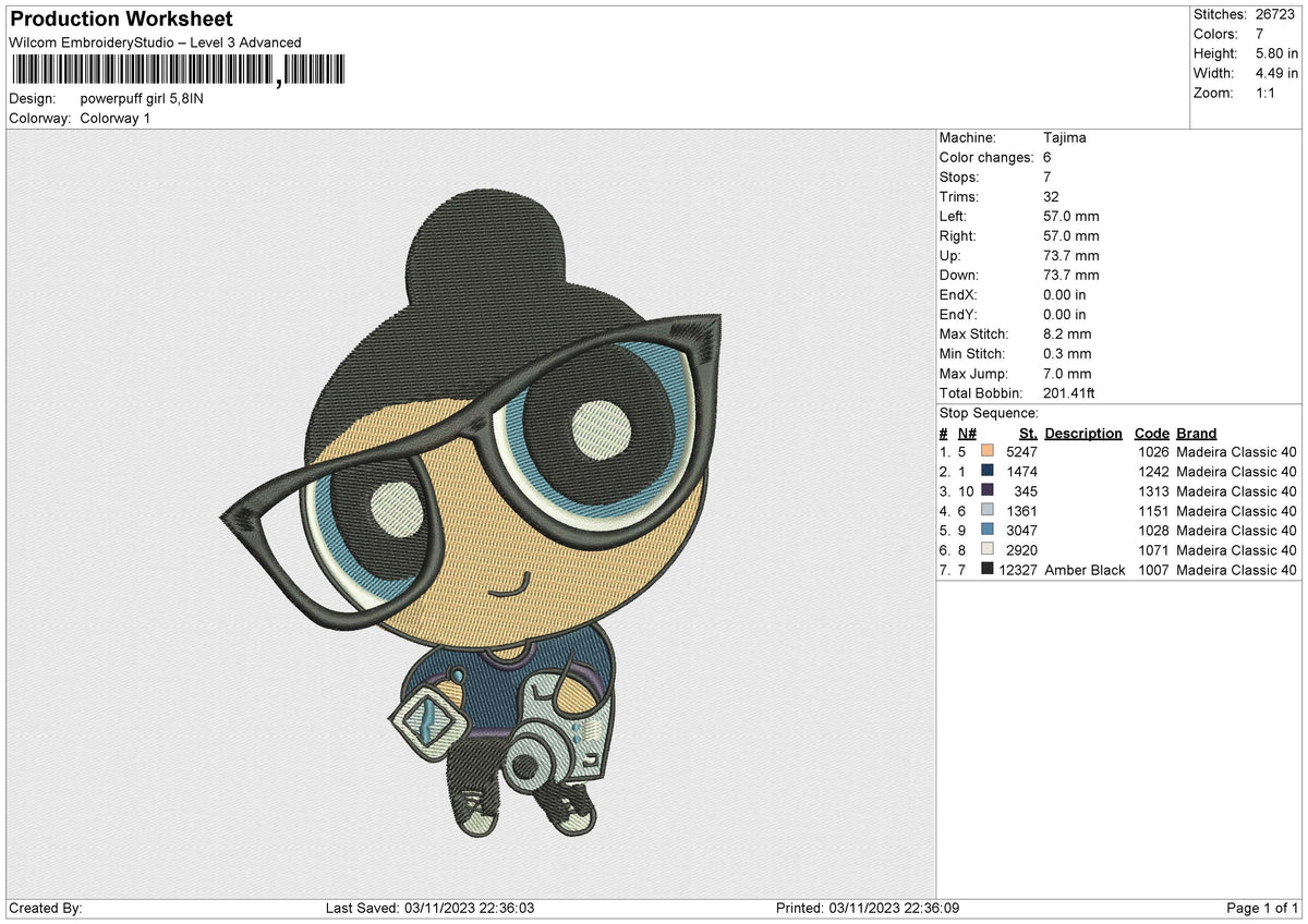 Powerpuff girl v3 Embroidery File 6 size