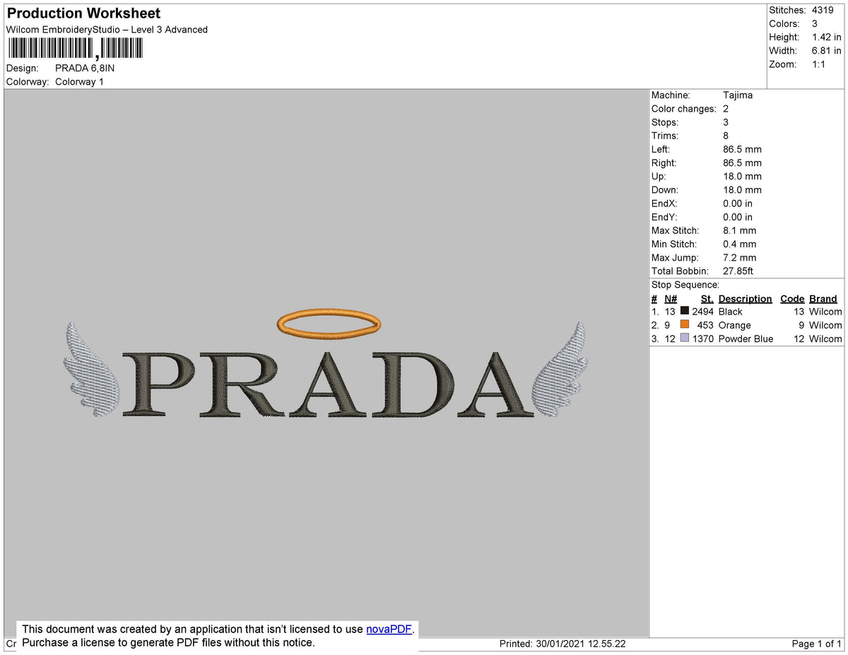PRADA ANGEL Embroidery